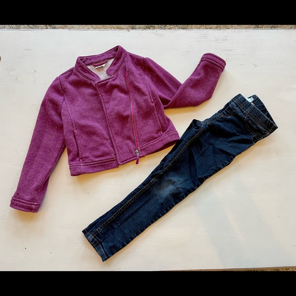Girls Crazy 8 5T motto jacket and 5T Cherokee jeggings